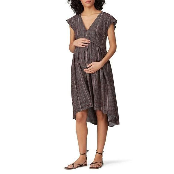 Rent the runway sz 0 Hatch Paulina maternity dress in brown diamond print geo - Picture 1 of 8